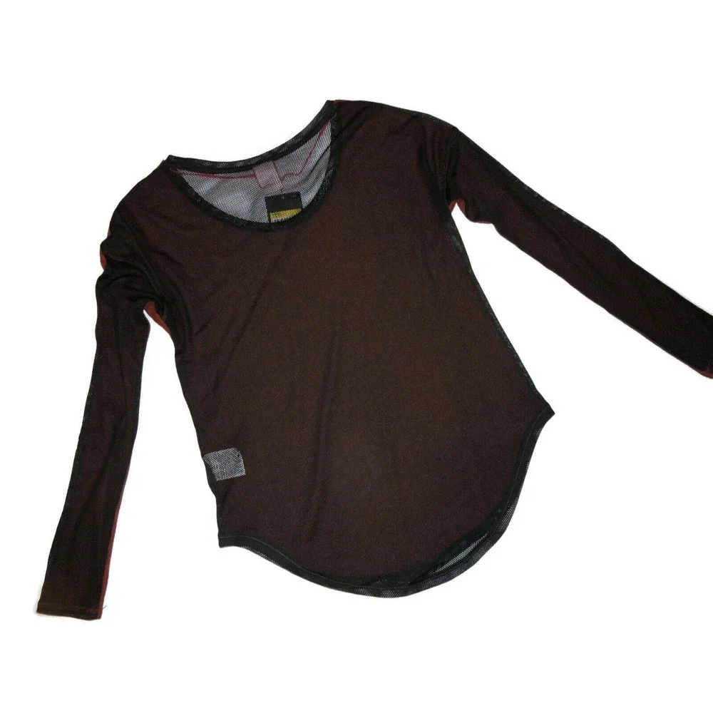 Nike women's LS T Shirt T2 Long Sleeve Mesh back red black Size Small S‎
